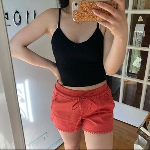 Lace Trim Drawstring Shorts